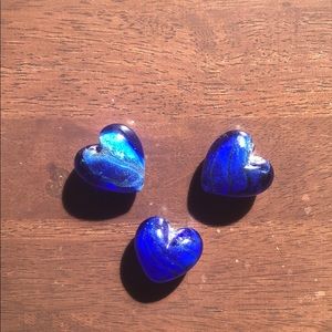 Blue Foil Inlay Glass Pendents